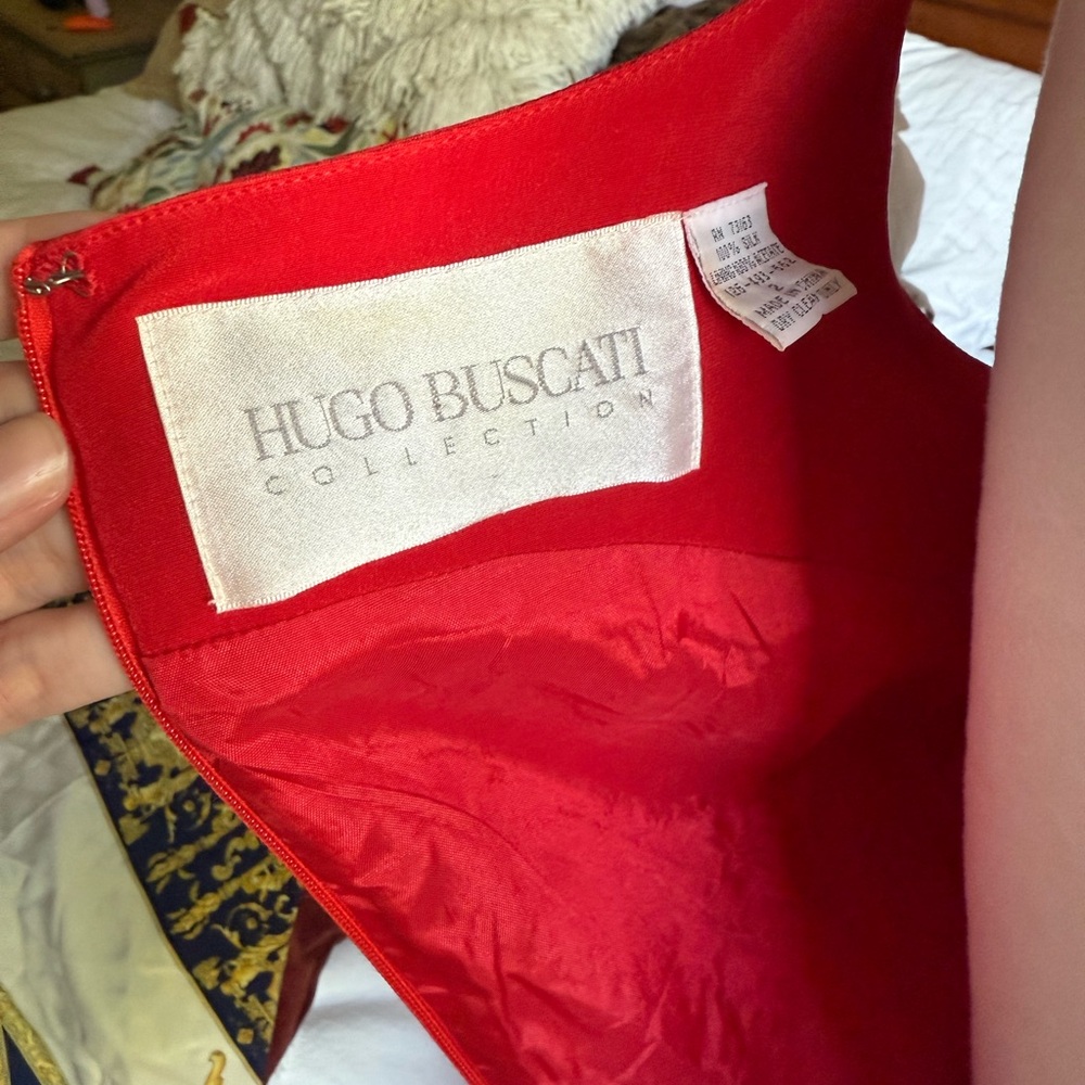 Vintage Hugo Buscati Silk Red Sheath Mini Dress - Picture 7 of 9